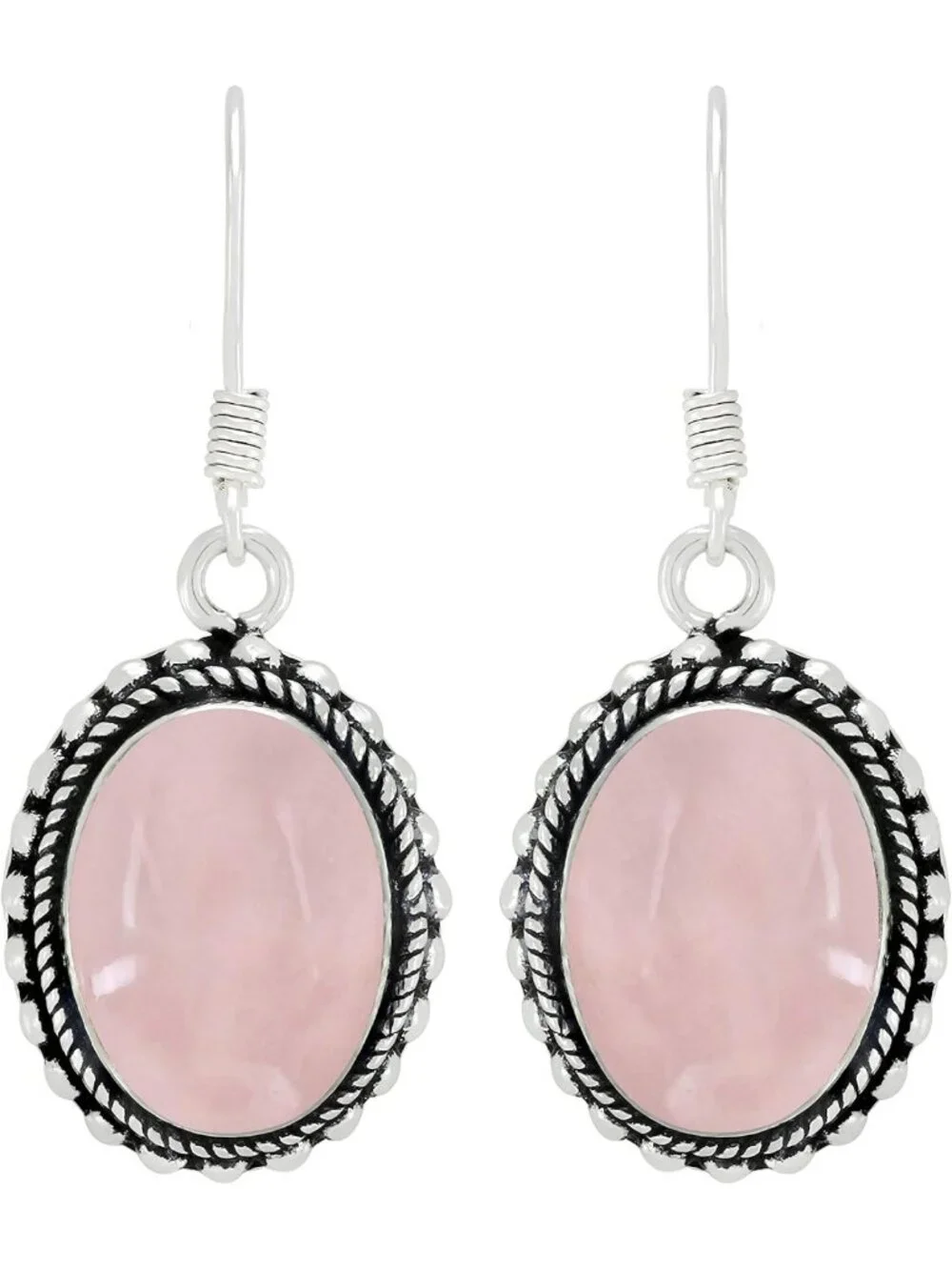 Lightweight Oval Dangle Earrings with Natural Gemstones - 925 Silver Plated